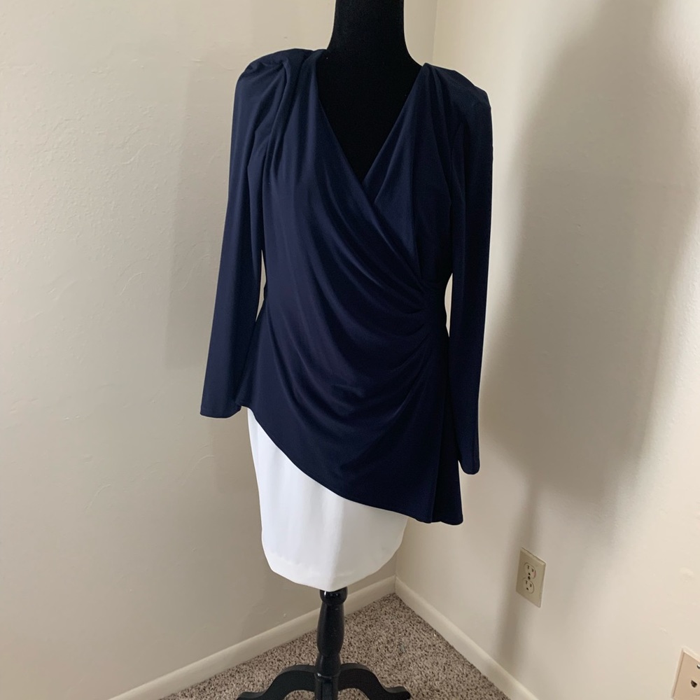 Navy Blue and white color block dress